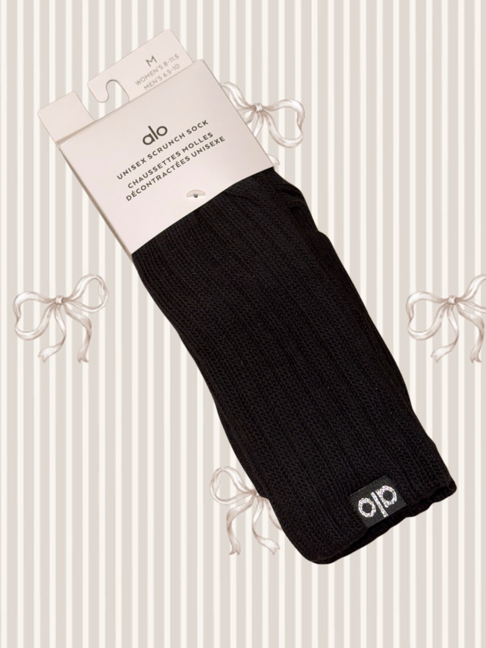 ALO Yoga Black Unisex Scrunch Sock - Alo
